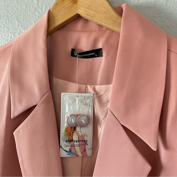 NWT Pretty Garden Pink Chic Tailored Business Blazer Jacket Women's Size Large - Picture 7 of 10
